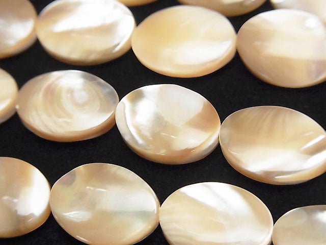 Perlmutt MOP Beige Oval 14x10mm 1Strang Perlen (ca. 15 Zoll / 37 cm)