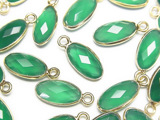 Green Onyx AAA Bezel Setting Faceted Oval 13x7mm 18KGP 2pcs