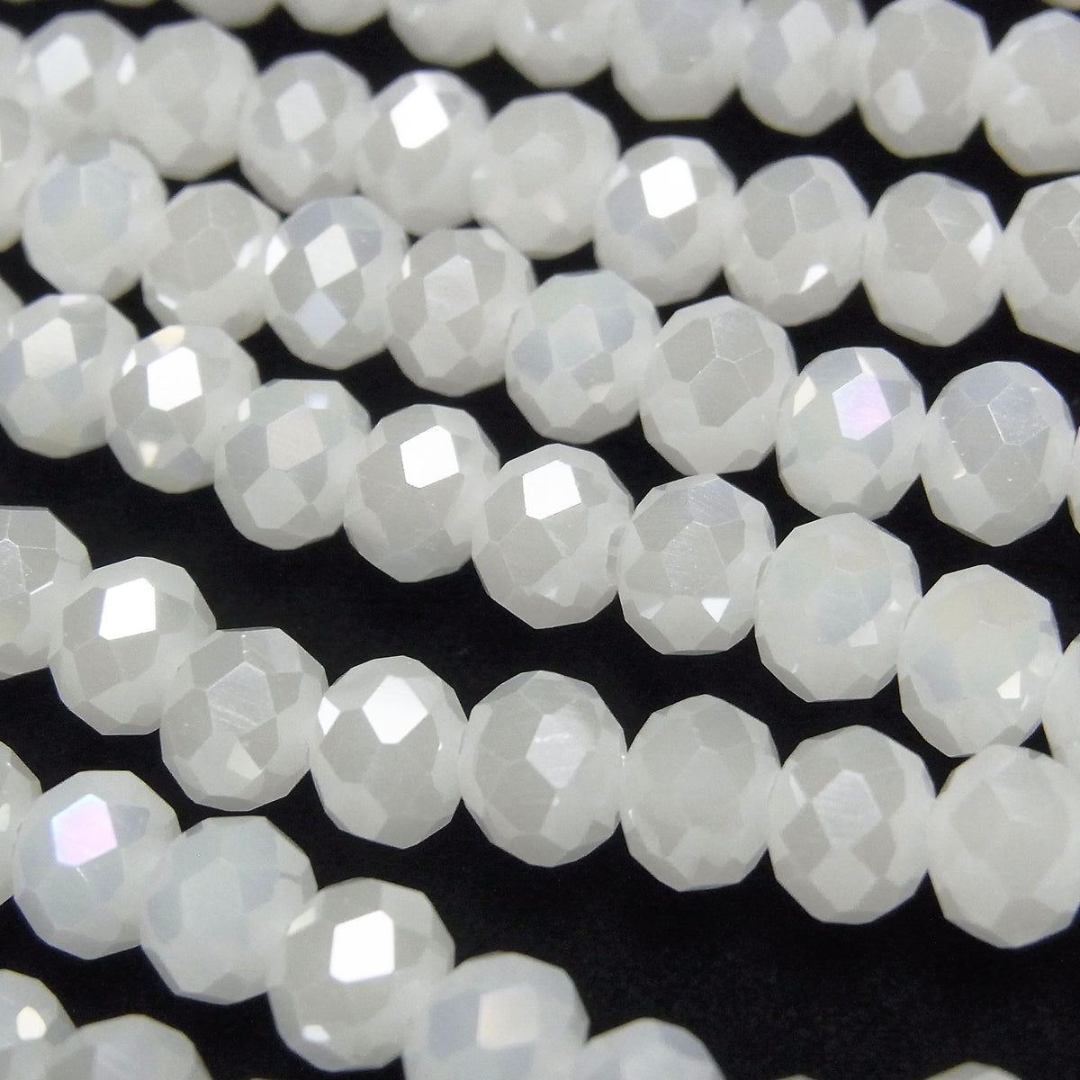 1strand $2.39! Glass Beads Faceted Button Rondelle 6 x 6 x 4 mm White AB 1strand beads (aprx.17 inch / 43 cm)