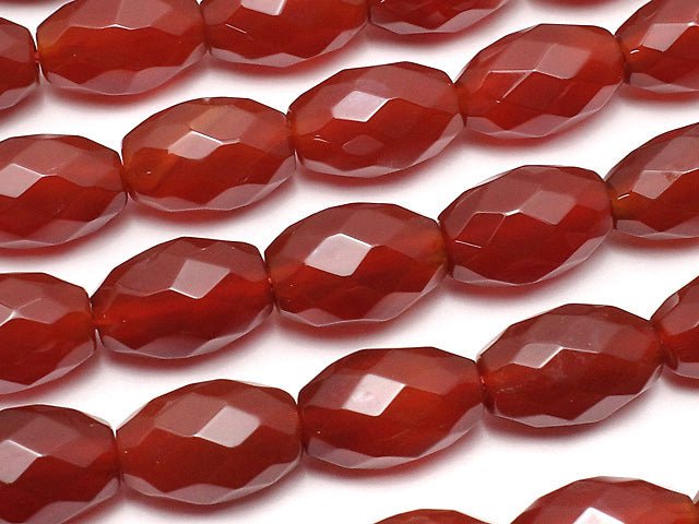 Red Agate Faceted Rice 12x8x8mm 1strand beads (aprx.14inch / 36cm)