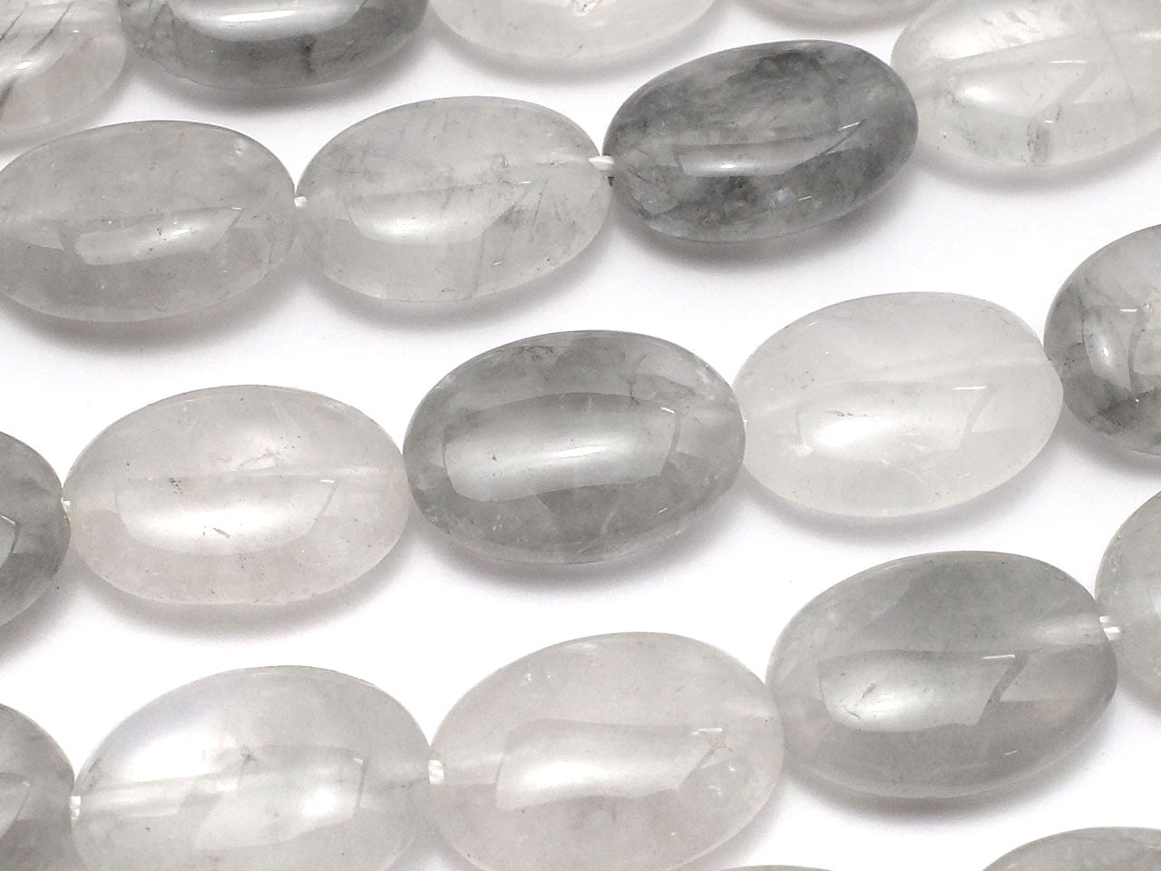 Gray quartz AA oval 14x10x5mm 1strand beads (aprx.15inch/36cm)
