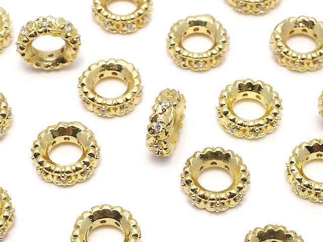Metall Rondelle 8x8x3mm Gold (mit CZ) 2 Stück