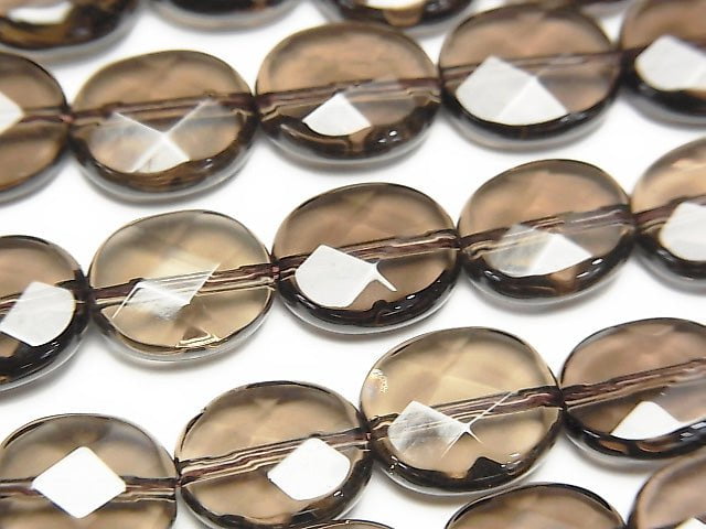 Rauchquarz AAA Facettierte Oval 12x10x6mm halb oder 1strang Perlen (ca. 15 Zoll / 36 cm)