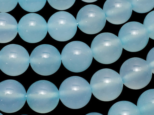Sea Blue Chalcedony AAA - Round 10mm half or 1-strand beads (approx. 15 inches/36 cm)