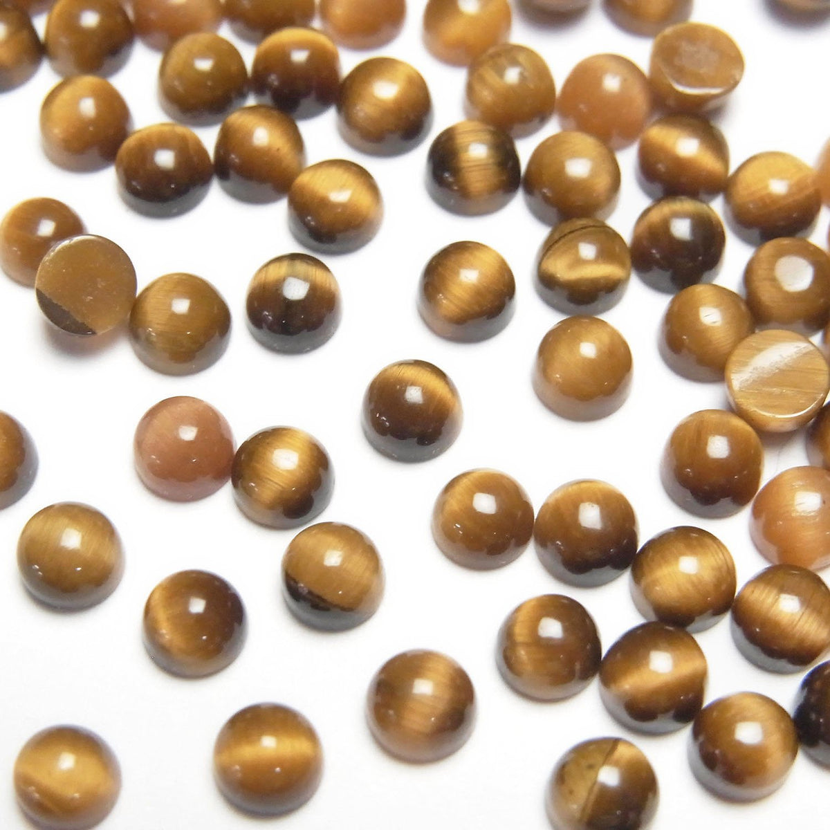 Yellow Tiger's Eye AA++ Round Cabochon 4x4mm 10pcs