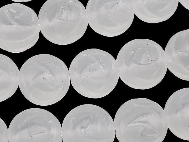 Frosted Crystal Quartz AAA Round Rose Cut 14mm half or 1strand beads (aprx.15inch/37cm)
