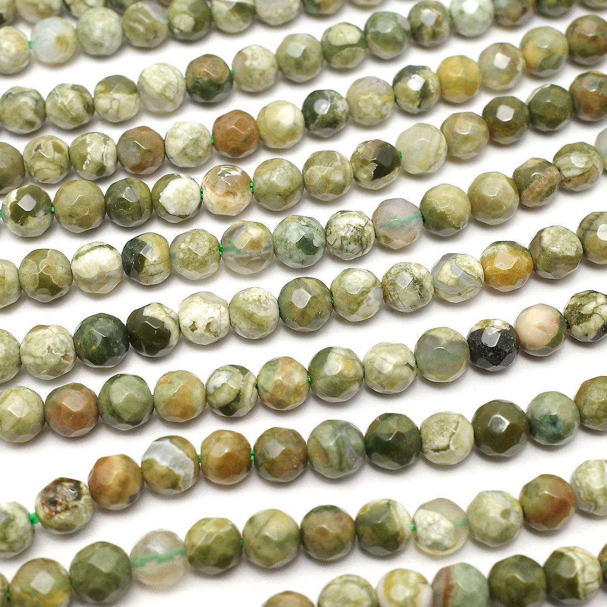 Rainforest Rhyolite 32Faceted Round 4mm 1strand beads (aprx.15inch/38cm)