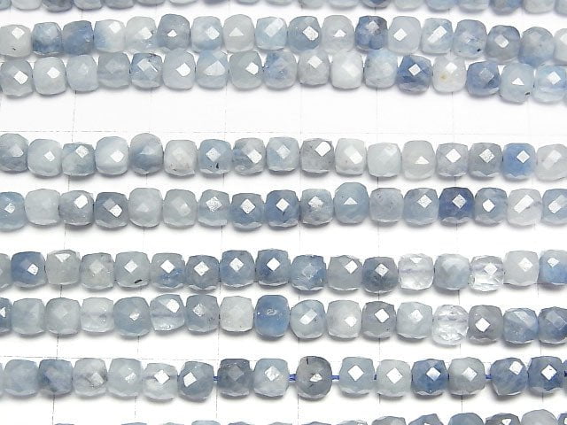 Hochwertig! Tiefblauer Aquamarin AA++ Würfelform 4x4x4mm 1 Strang Perlen (ca. 15 Zoll / 36 cm)