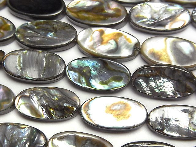Abalone-Schalen Oval 16x8mm halb oder 1Strang Perlen (ca. 15 Zoll / 37 cm)
