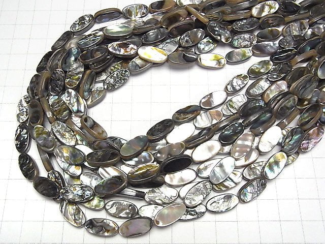 Abalone-Schalen Oval 16x8mm halb oder 1Strang Perlen (ca. 15 Zoll / 37 cm)