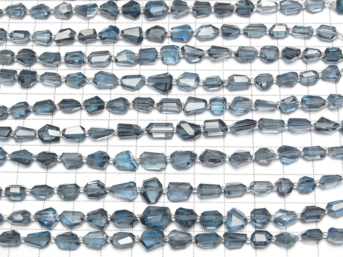 Hochwertiger London Blue Topas AAA- facettierte Nuggets 1 Strang Perlen (ca. 4 Zoll/10 cm)