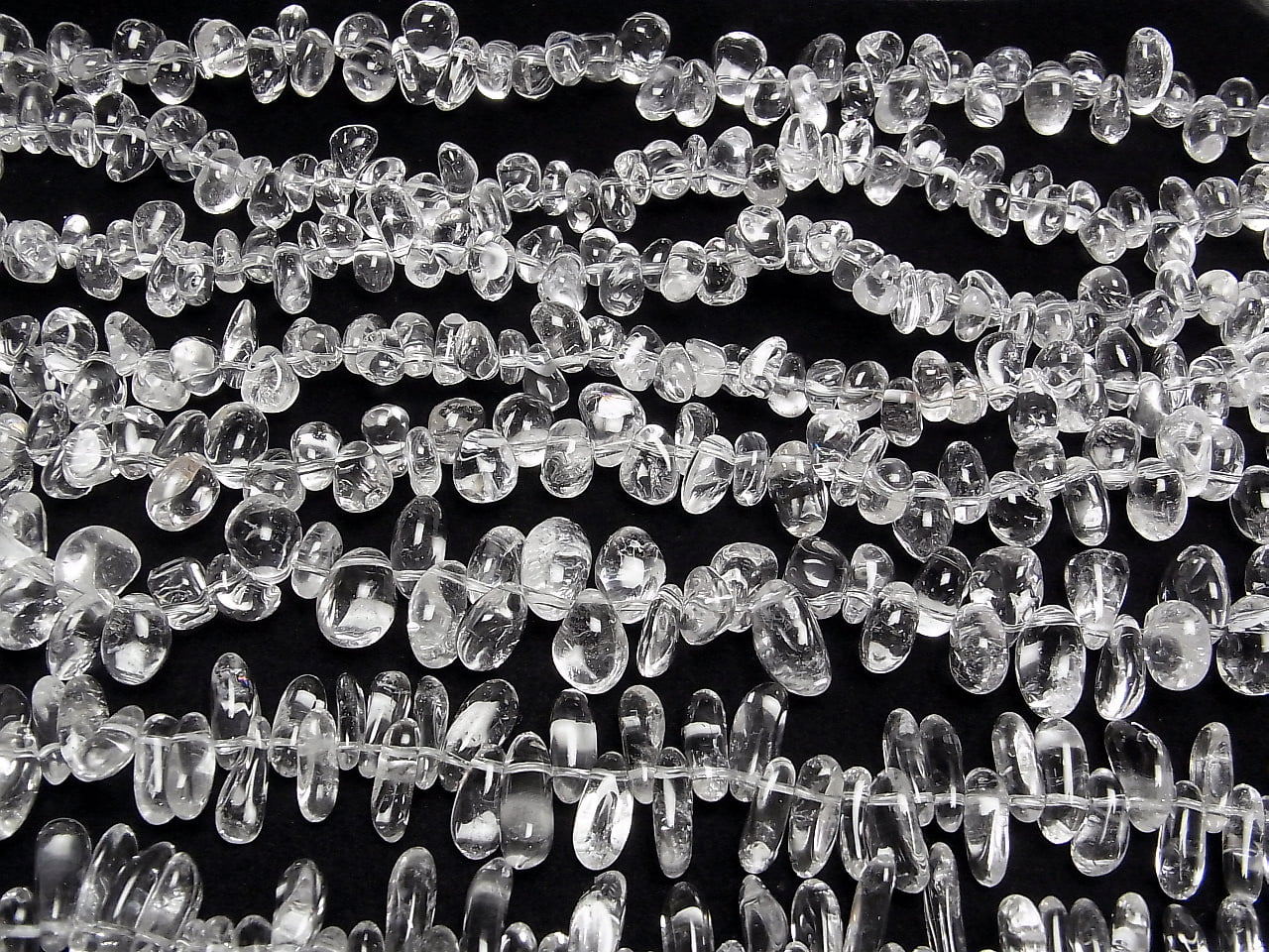Crystal Quartz AAA- Chips (Small Nugget) Top Side Drilled Hole 1strand beads (aprx.15inch/38cm)