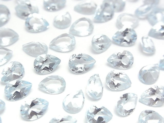 高品質天空藍拓帕石 AAA 梨形刻面裸石 7x5mm 5顆