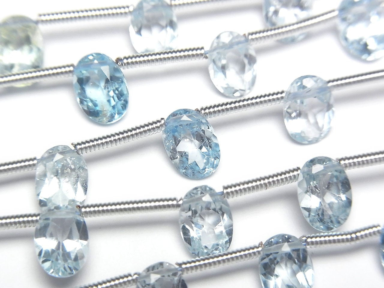 高品質天空藍拓帕石 AAA 橢圓刻面 7x5mm 1串珠子 (約8英吋/20公分)