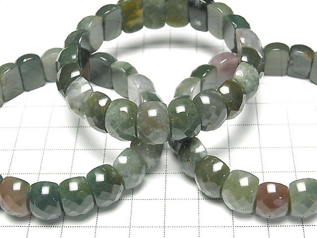 Moosachat 2 Löcher Facettiert Oval 14x9x8mm 1 Strang Perlen (Armband)