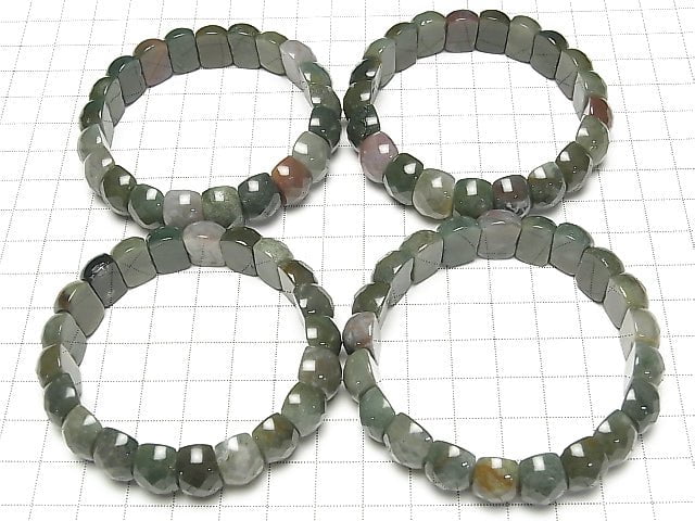 Moosachat 2 Löcher Facettiert Oval 14x9x8mm 1 Strang Perlen (Armband)