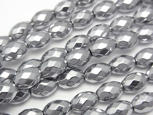 Hämatit facettierte Reiskörner 9x6x6mm Silberbeschichtung 1Strang Perlen (ca. 15 Zoll / 38cm)