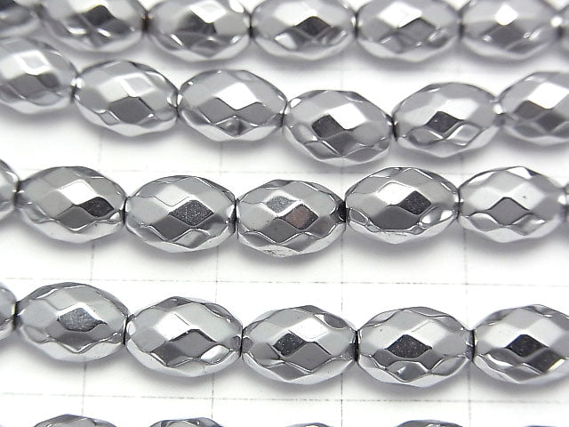 Hämatit facettierte Reiskörner 9x6x6mm Silberbeschichtung 1Strang Perlen (ca. 15 Zoll / 38cm)