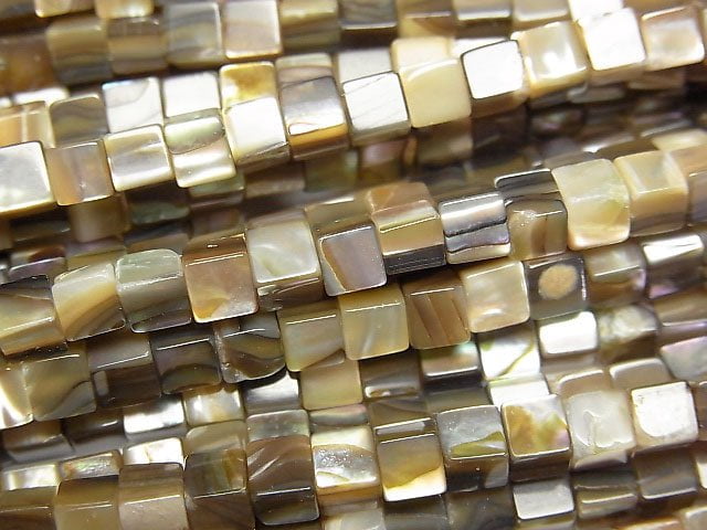Abalone Muschel Würfel 4x4x4mm halb oder 1Strang Perlen (ca. 15 Zoll / 38 cm)