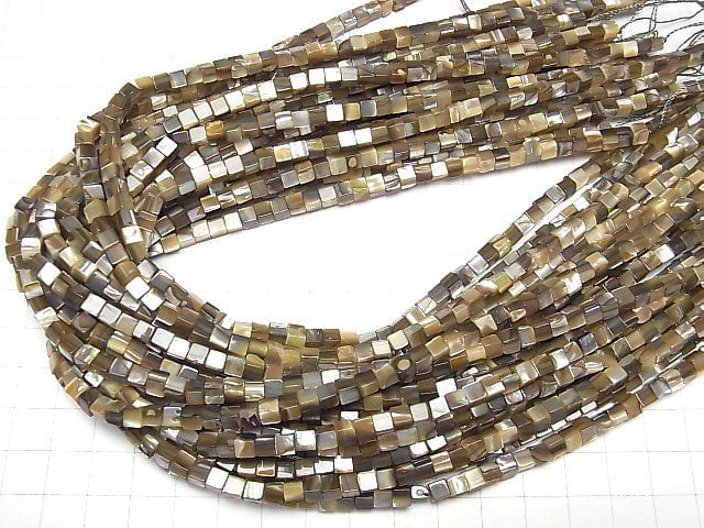 Abalone Muschel Würfel 4x4x4mm halb oder 1Strang Perlen (ca. 15 Zoll / 38 cm)