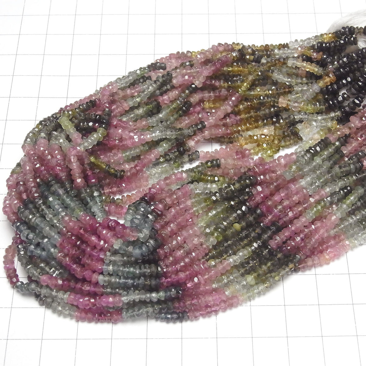 1strand $19.99 Multicolor Tourmaline AA++ Faceted Button Rondelle 1strand beads (aprx.13inch / 33cm)