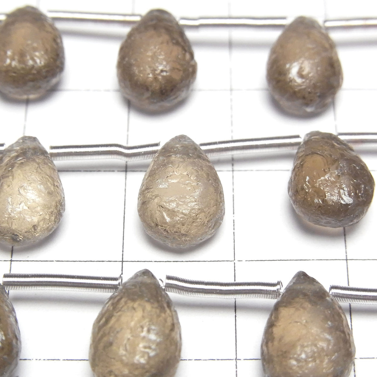 High Quality Smoky Quartz AAA Texture Pear shape 12x8mm 1strand beads (9pcs)