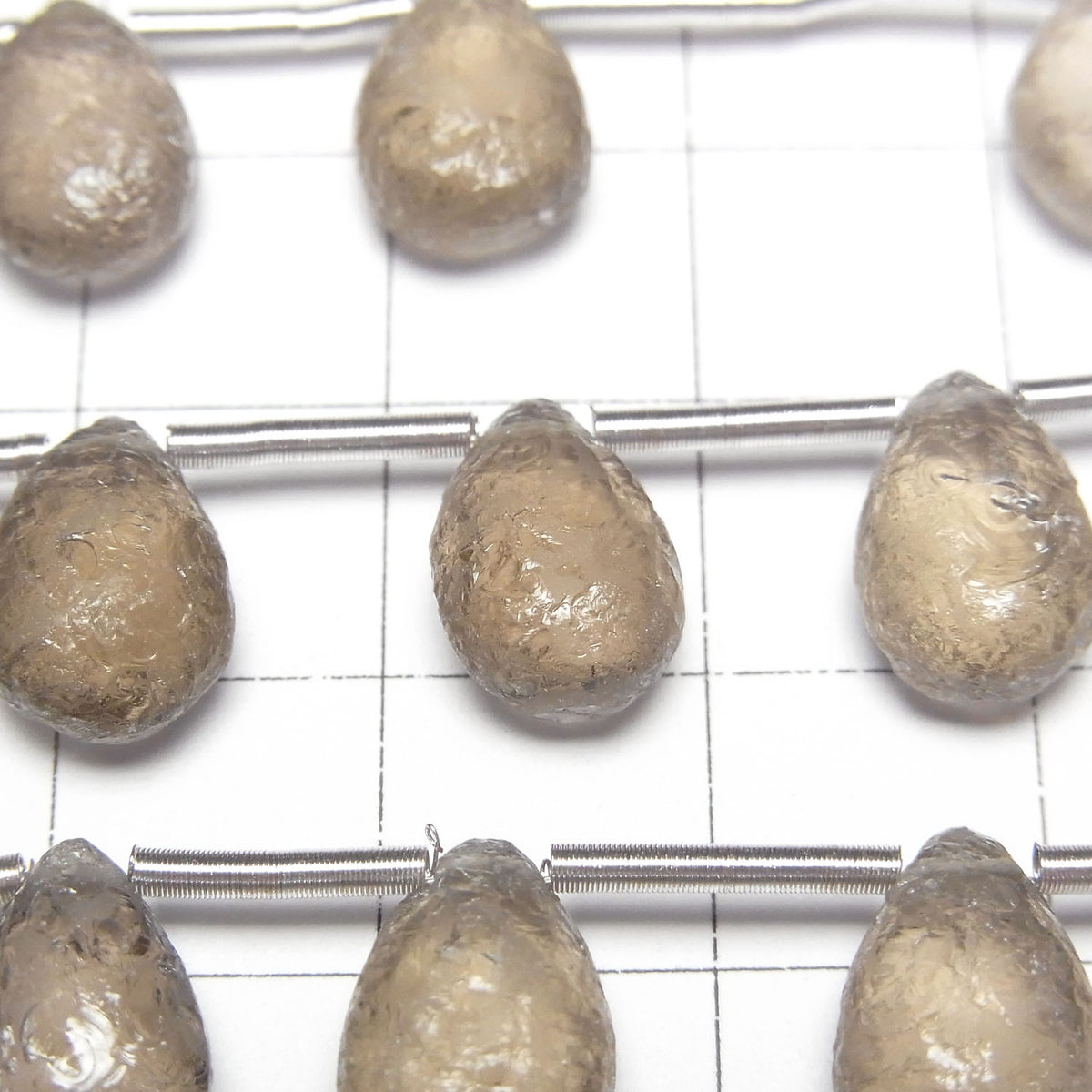 High Quality Smoky Quartz AAA Texture Pear shape 12x8mm 1strand beads (9pcs)
