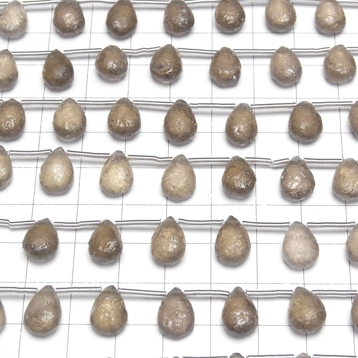 High Quality Smoky Quartz AAA Texture Pear shape 12x8mm 1strand beads (9pcs)