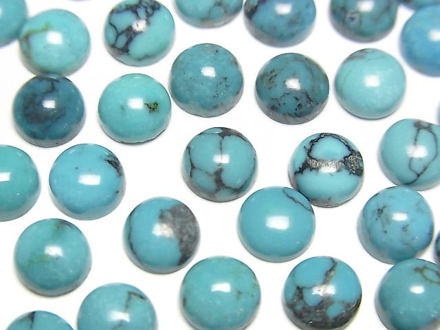 綠松石 AAA 圓形素面蛋面 6x6公釐 有紋路 5顆