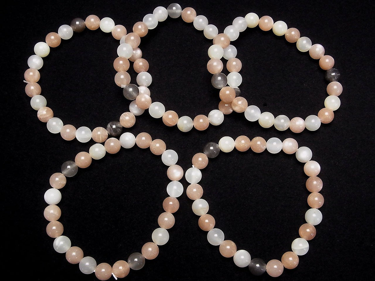 Bracelet multi-couleurs Pierre de Lune AA++ Ronde 8mm