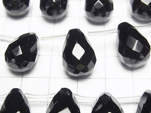 Onyx Drop Faceted Briolette 18x12x12mm half or 1strand beads (aprx.13inch/32cm)