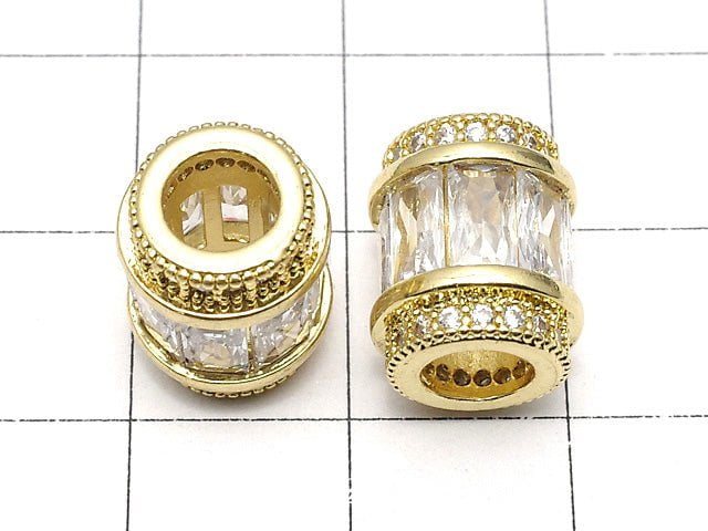 Metal Parts Rondelle (Tube) 11x9x9mm Gold color (with CZ) 1pc $4.79!