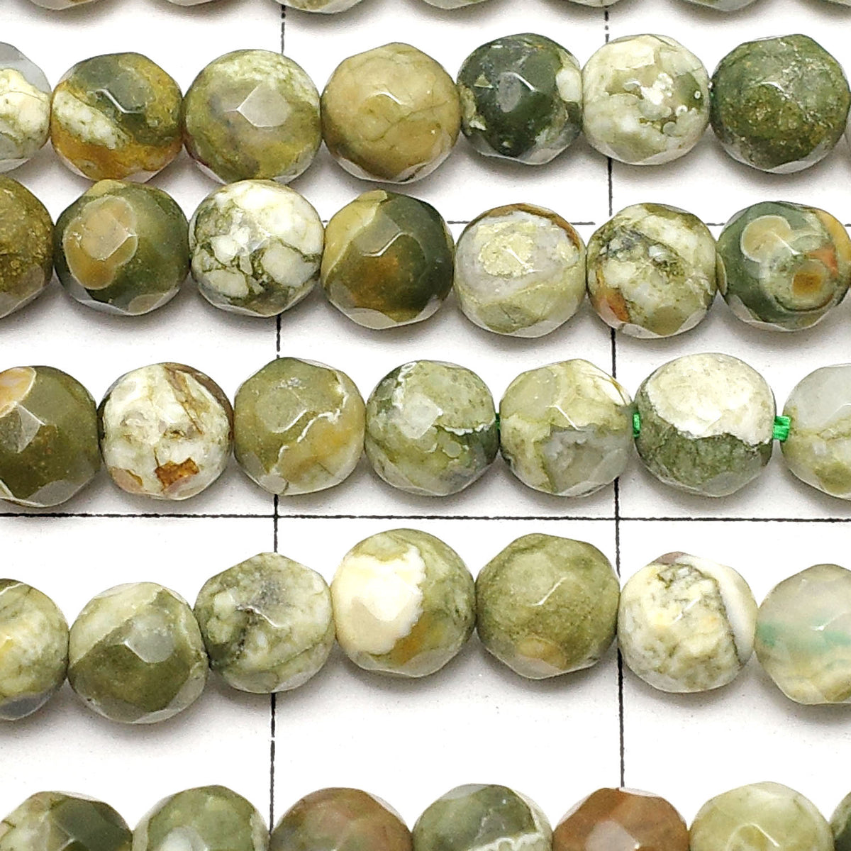 Rainforest Rhyolite 32Faceted Round 4mm 1strand beads (aprx.15inch/38cm)