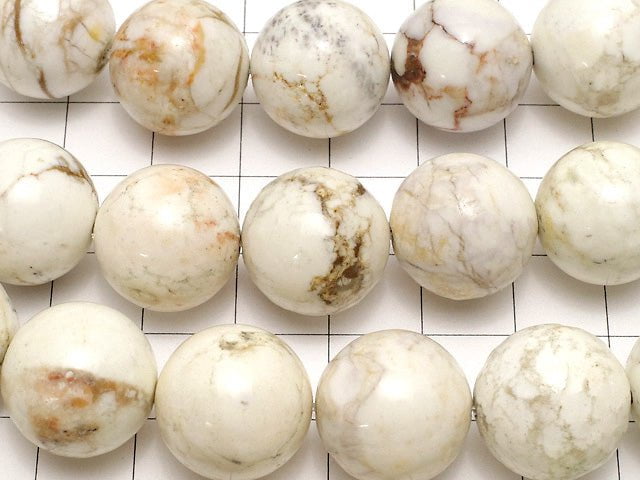 Magnesite Round 16mm half or 1strand beads (aprx.14inch/36cm)