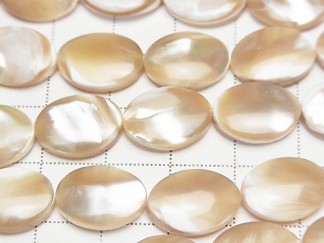 Perlmutt MOP Beige Oval 14x10mm 1Strang Perlen (ca. 15 Zoll / 37 cm)