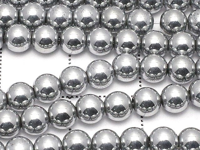 Magnetic! Hematite Round 4mm Silver Coating 1strand beads (aprx.15inch / 38cm)