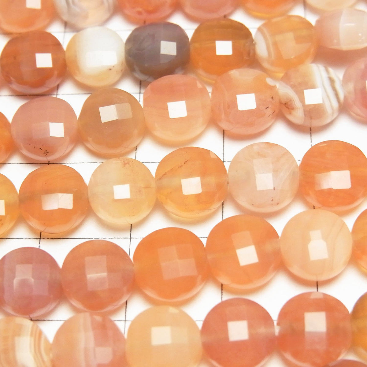 High Quality! Orange Botswana Agate Faceted Coin 8x8x5mm 1strand beads (aprx.15inch/36cm)