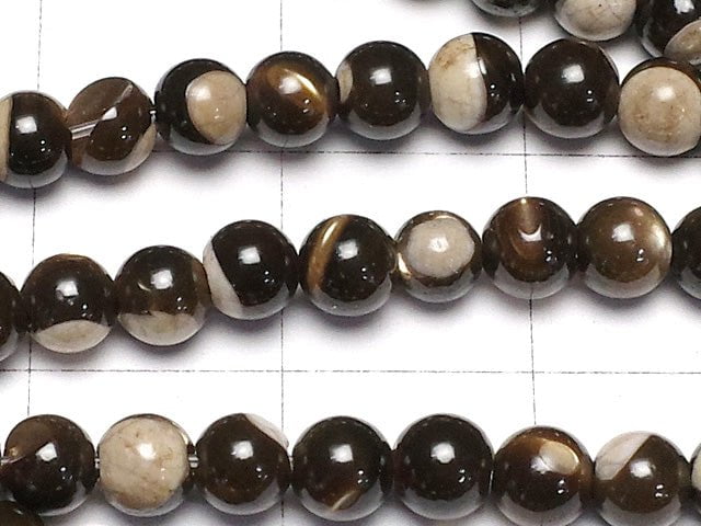 Mother of Pearl MOP Brown Round 4mm 1strand beads (aprx.15inch / 38cm)