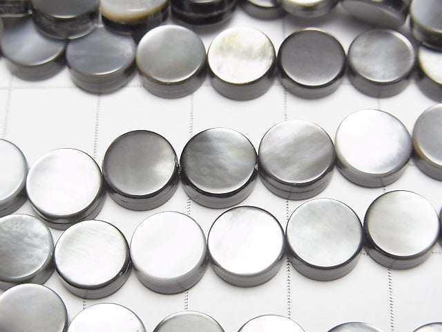 High Quality Black Shell (Black-lip Oyster)AAA Flat Coin 8x8x2mm 1strand beads (aprx.15inch/36cm)