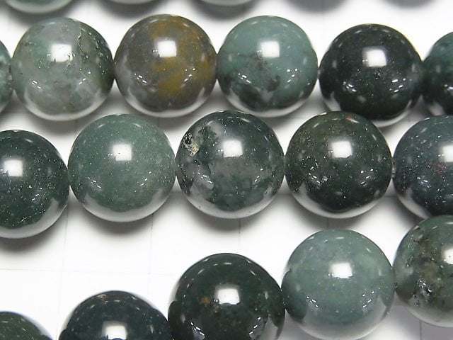 Moss Agate Round 12mm 1strand beads (aprx.15inch/36cm)