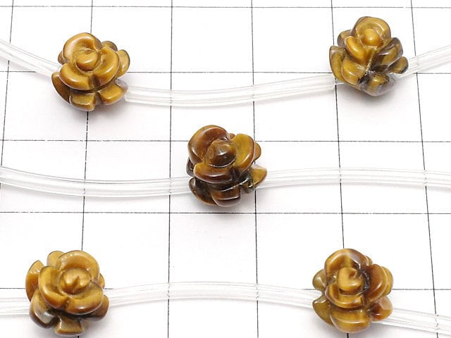 Gelber Tigerauge AAA Rose 10mm 1Strang Perlen (8 Stück)