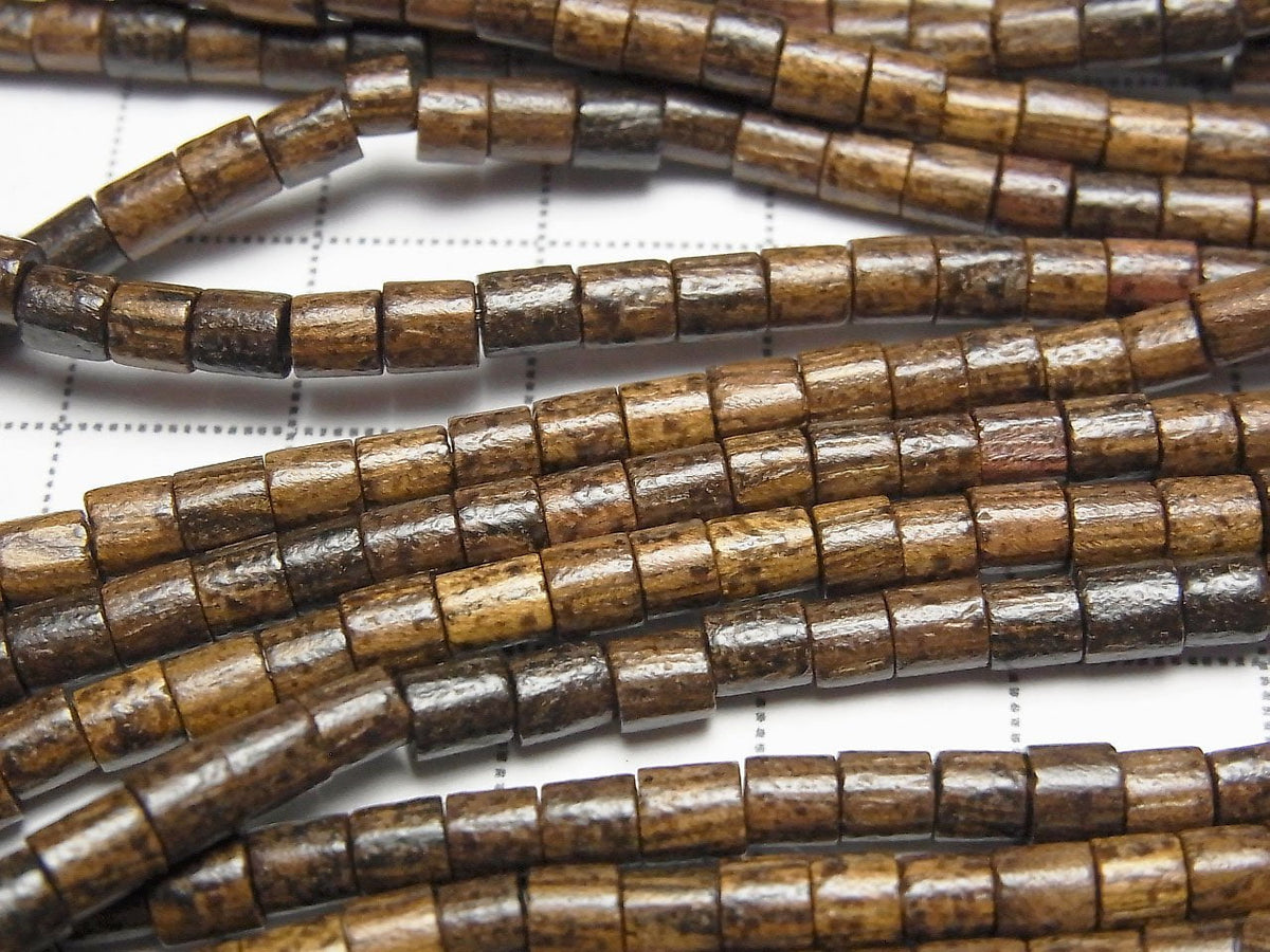 Wood Beads Tube 3x3x3mm 1strand beads (aprx.15inch/38cm)