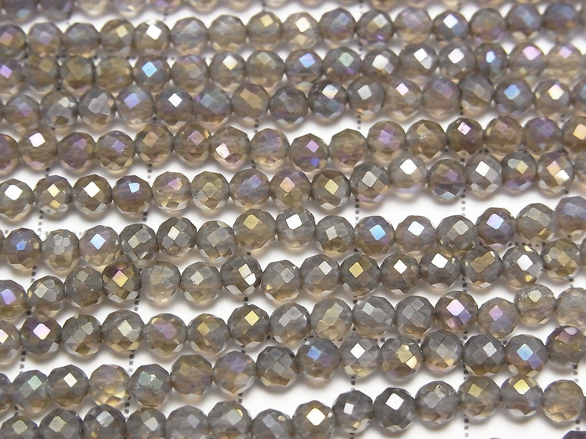 Hochwertig! Blitz, rauchiger Quarz facettiert Rund 4mm 1Strang Perlen (ca. 15Zoll/37cm)