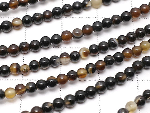 Black and Brown Agate AAA Round 3mm 1strand beads (aprx.15inch / 37cm)