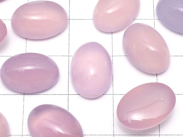 Hochwertiger rosa-lila Chalcedon AAA Oval Cabochon 14x10mm 4 Stück