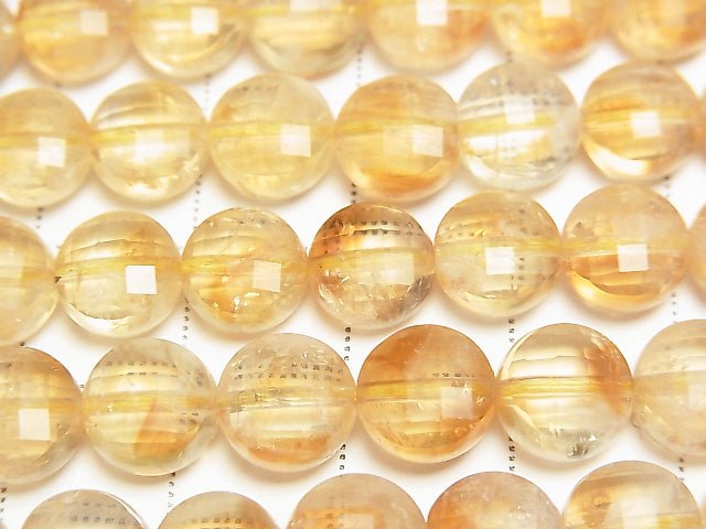 高品質!幻影黃水晶 AA+ 切面圓形 8x8x5mm 1串珠子 (約15英吋/36公分)