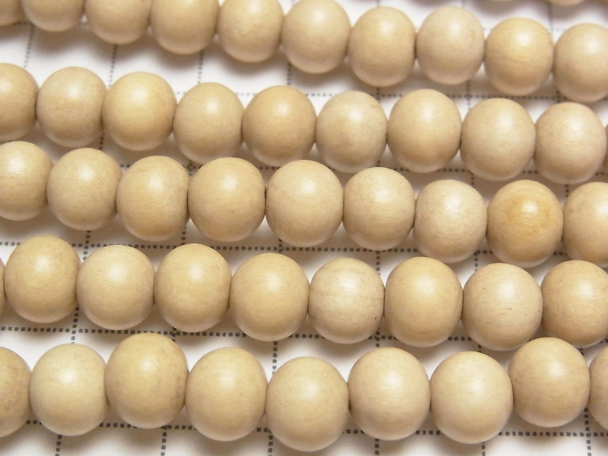 White Wood Semi Round 8mm 1strand beads (aprx.15inch / 38cm)