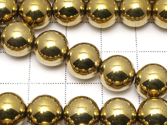 Magnetic! Hematite Round 10mm Gold Coated 1strand beads (aprx.15inch/37cm)