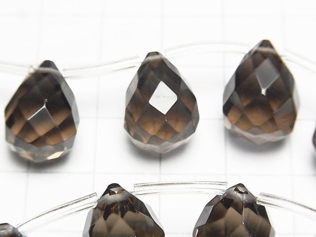 Smoky Quartz Drop Faceted Briolette 16x12x12mm 1/4 or 1strand beads (aprx.15inch/36cm)