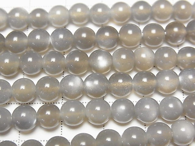 Grauer Mondstein AAA Rund 6 mm halbe oder 1Strang Perlen (ca. 38 cm)
